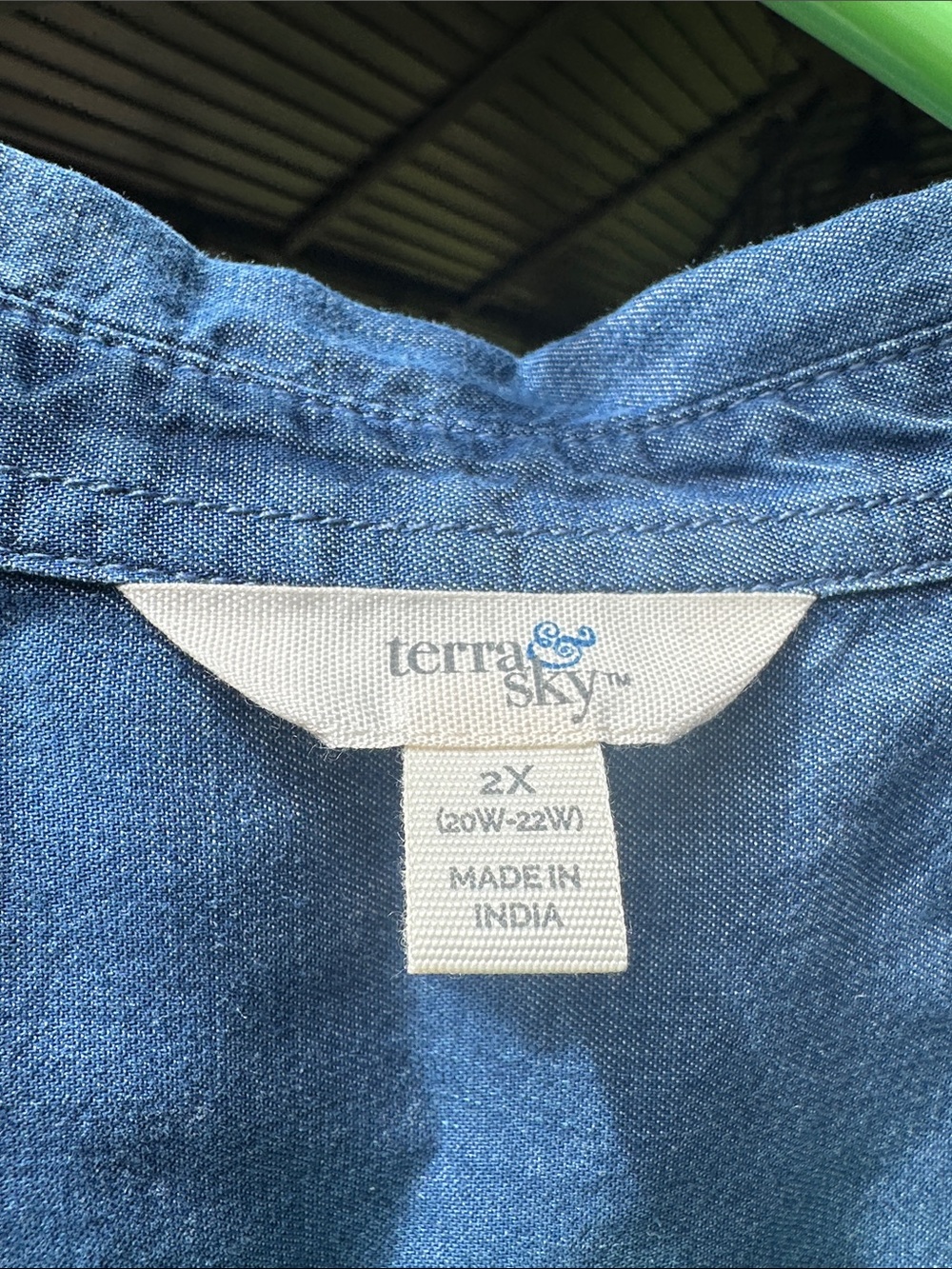 Terra & Sky Blue Chambray Button-Front Tunic - Picture 2 of 6